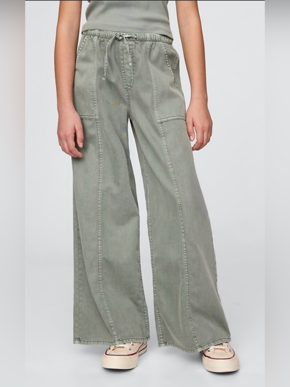 Gap Kids Baggy Pull-On UltraSoft Twill Easy Pants In Gasoline Green Size M/8